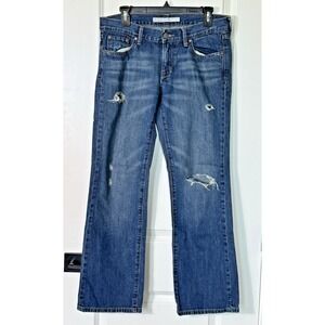 OLD NAVY Womens Jeans Distressed Straight Leg Medium Wash Size 8 Regular